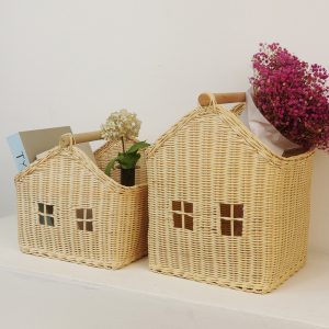 Nordic Rattan Decorative Flower Basket Hand-woven Basket Desktop Storage Ornaments Children's Toy Storage House Basket