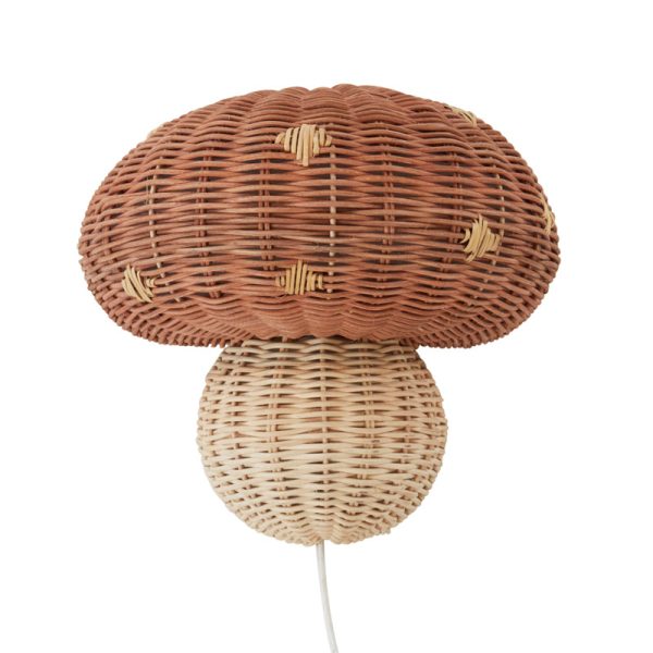 Nordic style hand-woven bedside wall lamp children's room bedroom study rattan mushroom-shaped wall lamp - Image 5