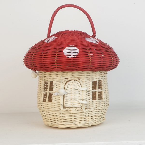Woven Acorn Handbag Handmade Rattan Mushroom Storage Box Children's Toy Basket with Lid Storage Basket Photography Props - Image 8