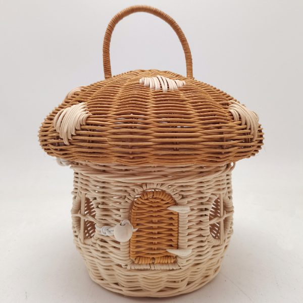 Woven Acorn Handbag Handmade Rattan Mushroom Storage Box Children's Toy Basket with Lid Storage Basket Photography Props - Image 10