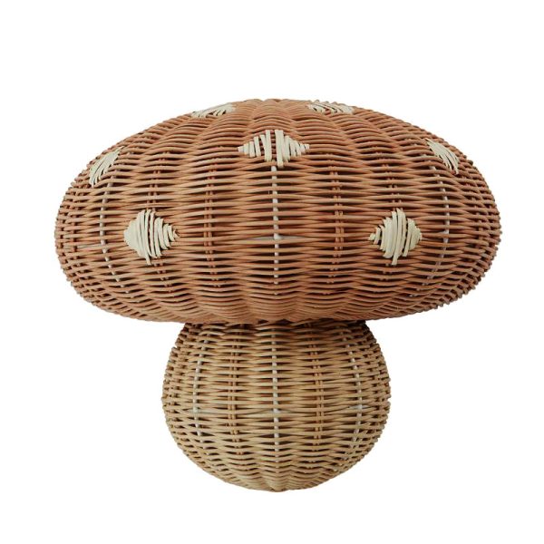 Nordic style hand-woven bedside wall lamp children's room bedroom study rattan mushroom-shaped wall lamp - Image 6