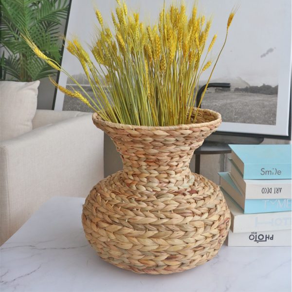 Factory Custom Dried Flower Flower Woven Vase Water Hyacinth Hand Woven Flower Basket Straw Woven Decorative Vase - Image 2