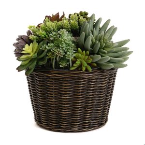 Custom Pastoral Style Straw Rattan Garden Large Flower Pot Woven Home Living Room Decoration Waterproof Garden Flower Basket
