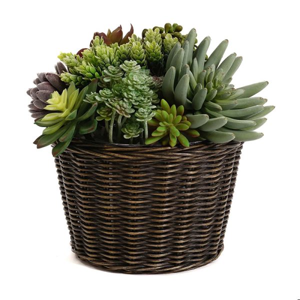 Custom Pastoral Style Straw Rattan Garden Large Flower Pot Woven Home Living Room Decoration Waterproof Garden Flower Basket