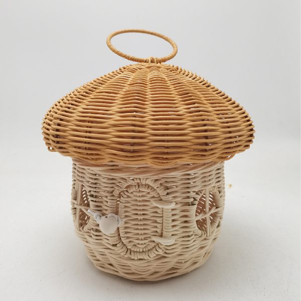 Woven Acorn Handbag Handmade Rattan Mushroom Storage Box Children's Toy Basket with Lid Storage Basket Photography Props - Image 9