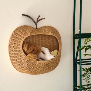 Nordic Style Rattan Wall-mounted Key Storage Basket Home Homestay Decorative Toys Sundries Storage Basket Hand-woven Basket