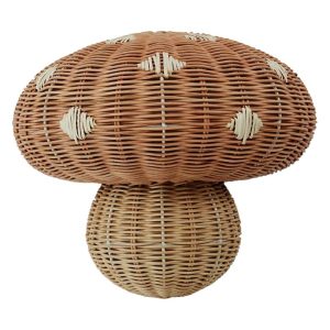 Nordic style hand-woven bedside wall lamp children's room bedroom study rattan mushroom-shaped wall lamp
