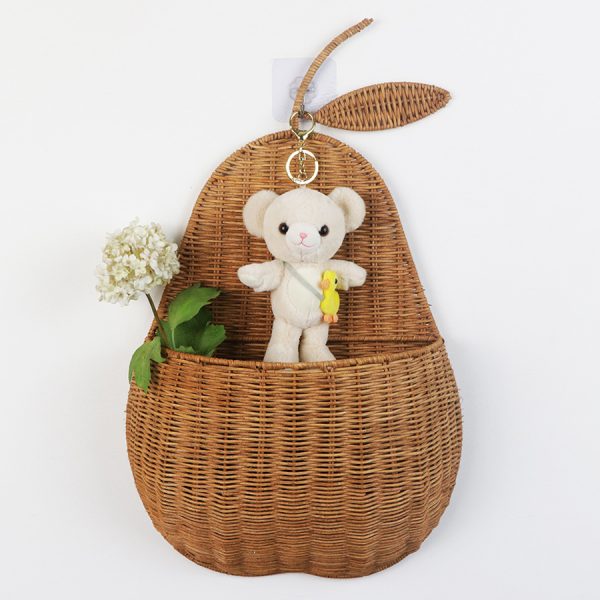 INS handmade natural rattan wall hanging apple fruit shape storage basket apple pear storage basket wall storage - Image 2