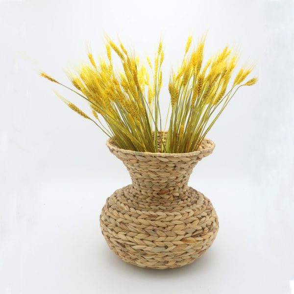 Factory Custom Dried Flower Flower Woven Vase Water Hyacinth Hand Woven Flower Basket Straw Woven Decorative Vase - Image 3