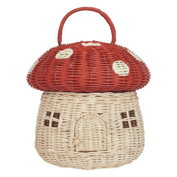 ins style handmade rattan mushroom-shaped storage basket children's shooting props hand bag basket children's room decorations
