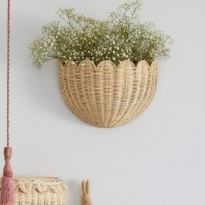 Pastoral Style Rattan Wall-mounted Key Storage Basket Home Homestay Decorative Toys Sundries Storage Basket Hand-woven Basket