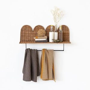 Handmade Rattan Bath Towel Rack Bathroom Storage Rack Multi-Functional Bathroom Toilet Toilet Towel Rack Storage Rack