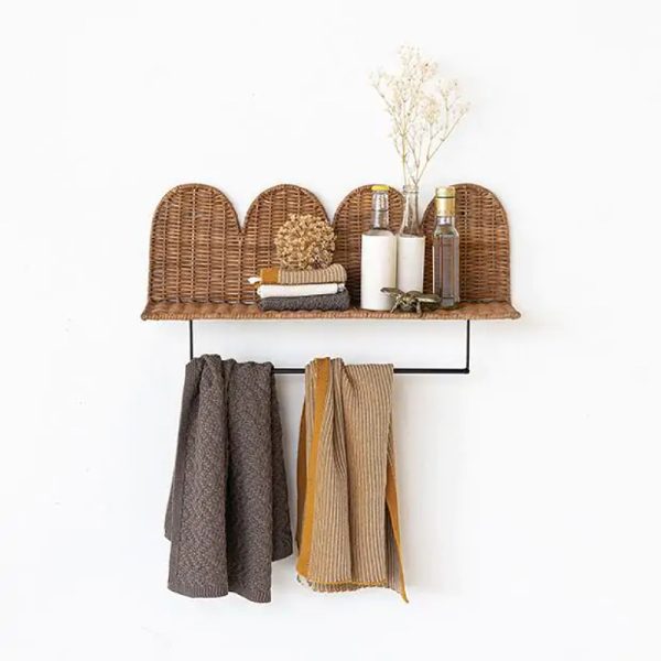 Handmade Rattan Bath Towel Rack Bathroom Storage Rack Multi-Functional Bathroom Toilet Toilet Towel Rack Storage Rack