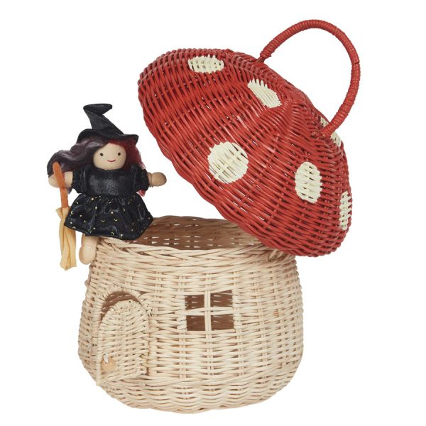 ins style handmade rattan mushroom-shaped storage basket children's shooting props hand bag basket children's room decorations - Image 3