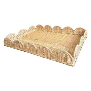 Garden rattan storage tray natural rattan household waterproof and mildew-proof idle storage fruit tray decorative tray